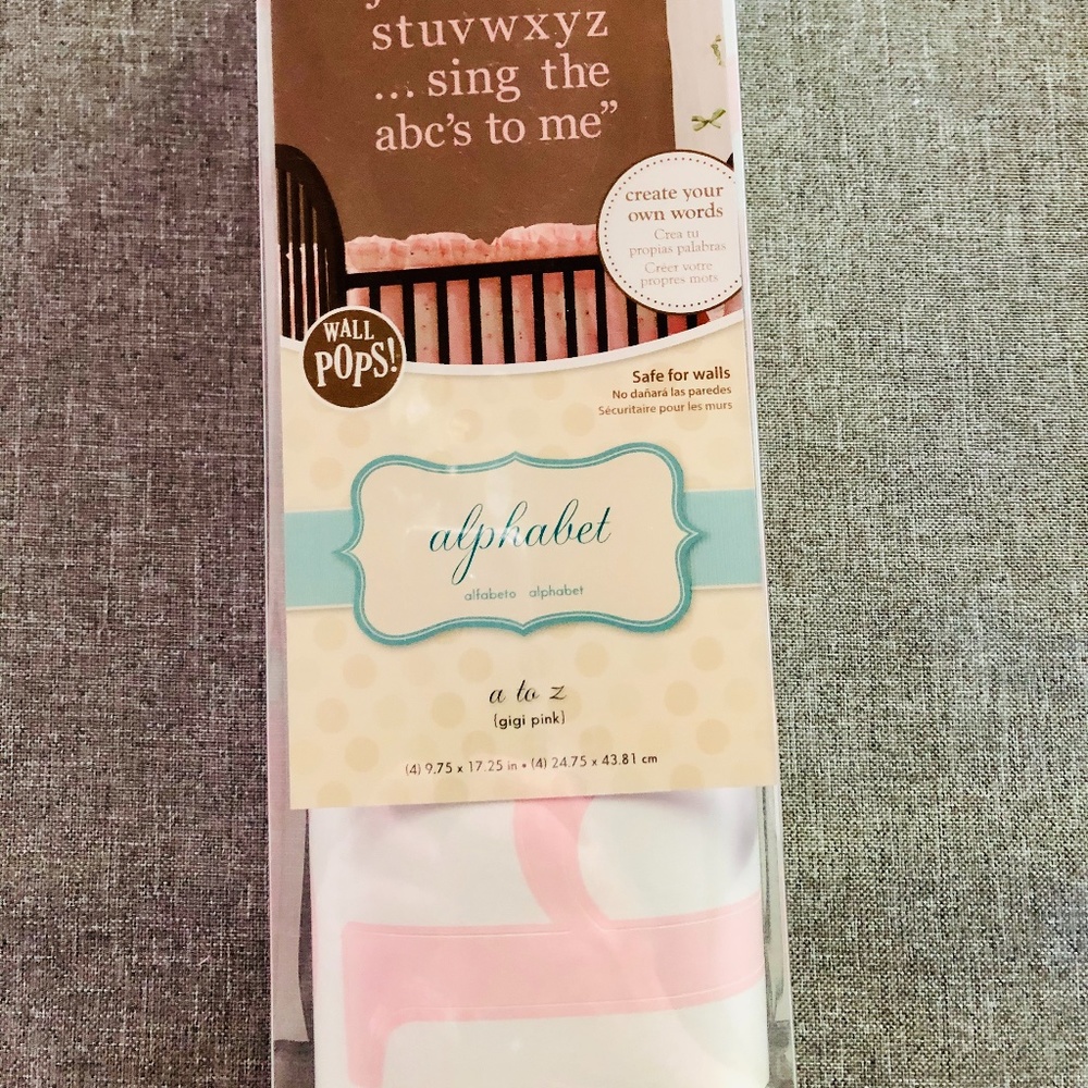 NWT Wall Pops alphabet pink baby room